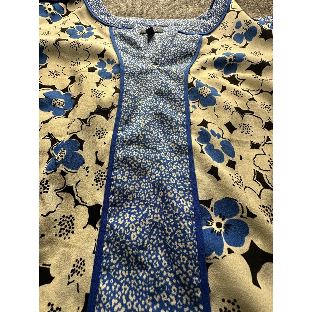 Talbots Woman Blue White Floral Print 3/4 Sleeve Blouse Top 2X CN505-23 - Picture 10 of 11